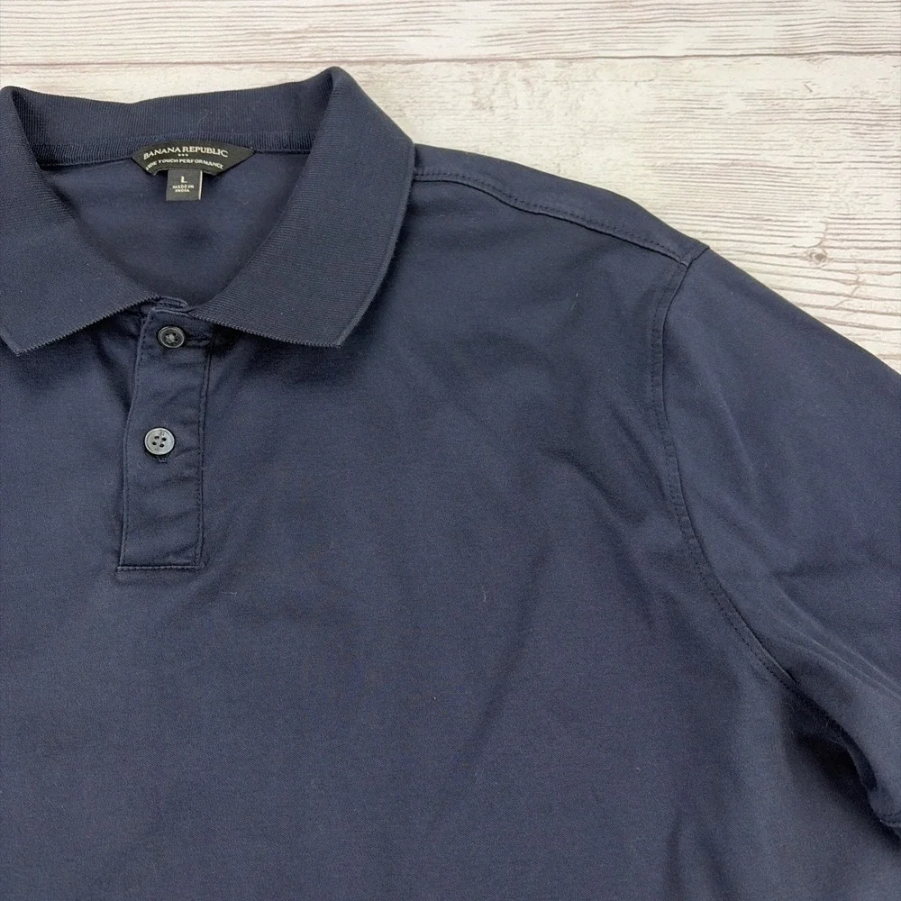 Banana Republic Men's Large Blue Luxe Touch Performance Polo Good Condition